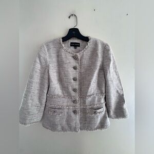 Randy Kemper Taupe  gray  Tweed Button-Up Blazer